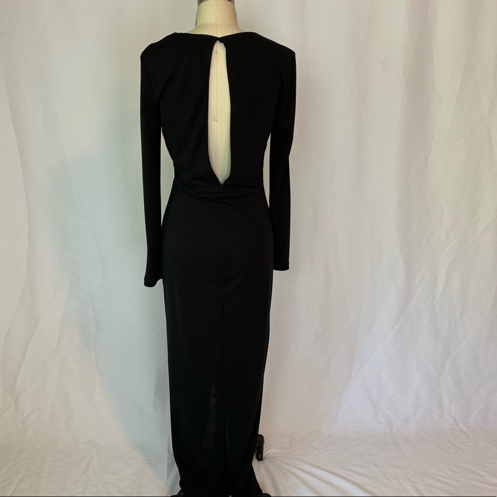 Long Black Dress with center front slit